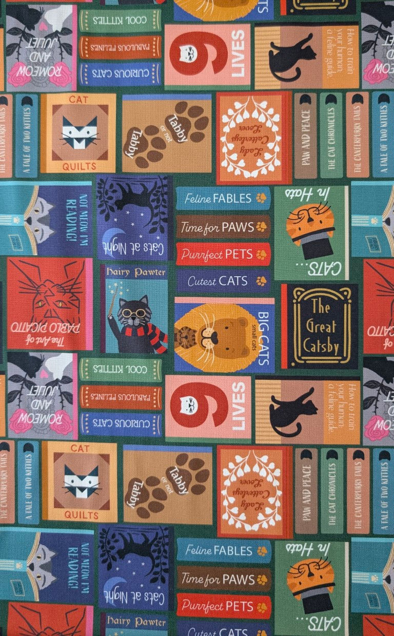Thumbnail: Cat Book Covers Fabric Lewis & Irene The Purrfect Book Club