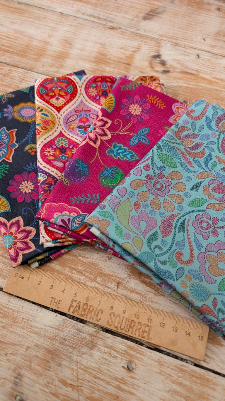 Thumbnail: Sambramha Floral Fabric Fat Quarter Bundle x4 | Lewis and Irene