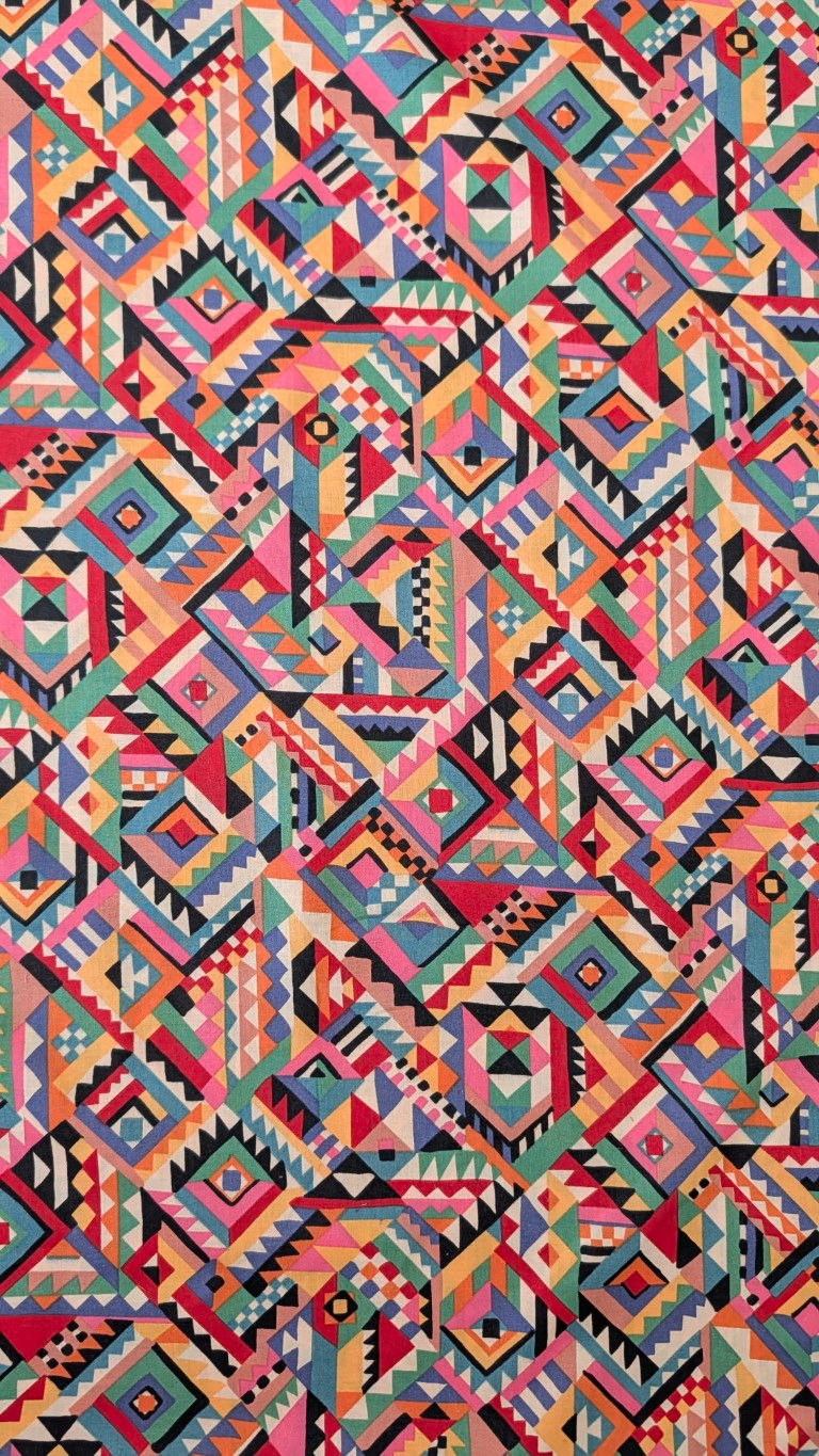 Thumbnail: Colourful Geometric Cotton Lawn Fabric – Abstract Multicolour Print