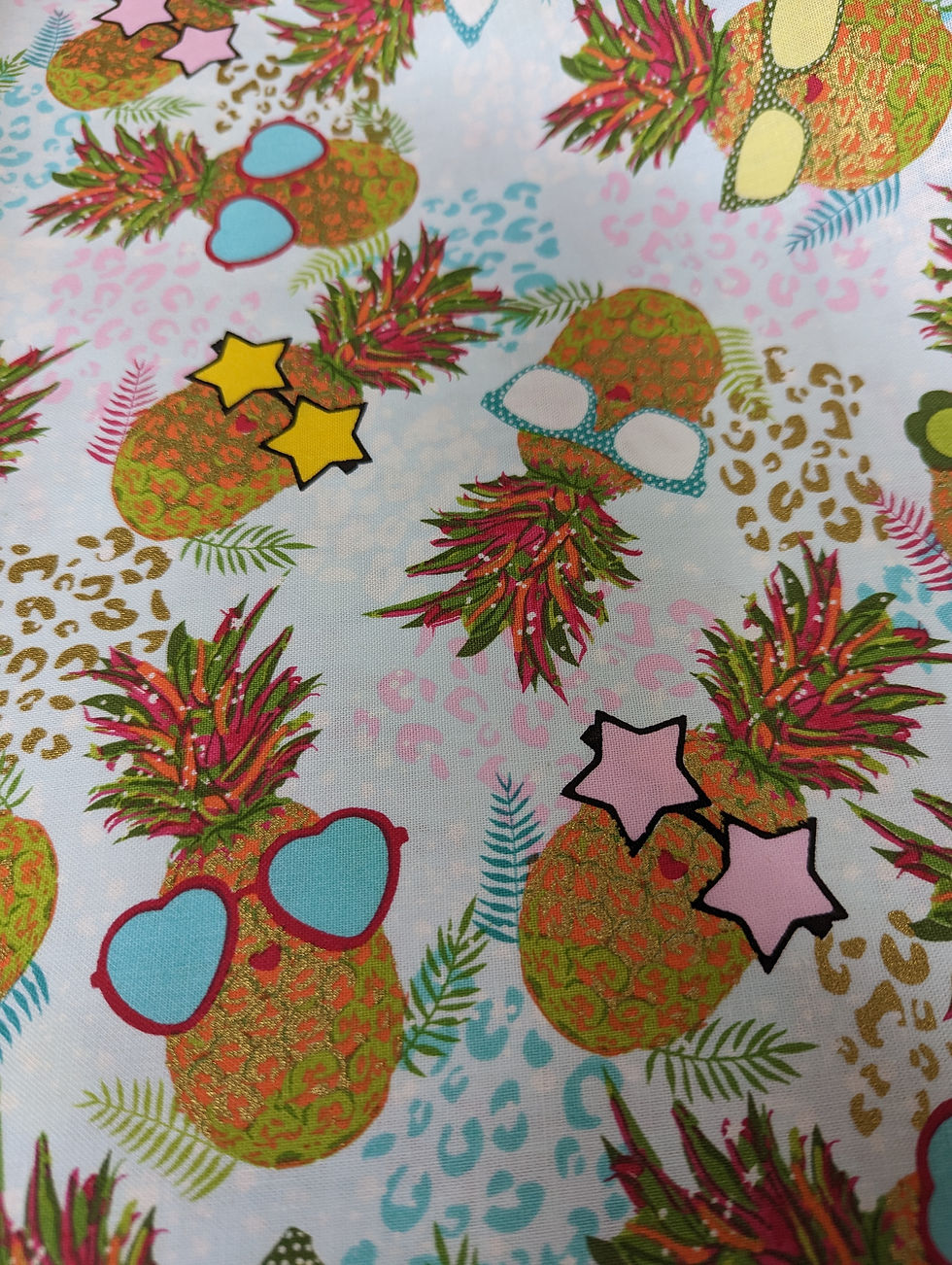 Thumbnail: Pineapples wearing sunglasses with leopard print background fabric pattern.