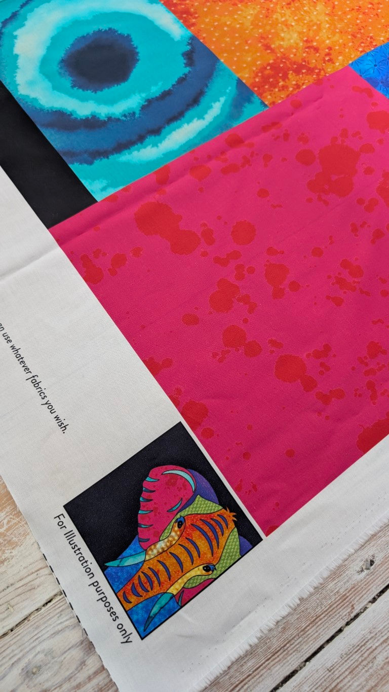 Thumbnail: Fabric with text, white, black, and hot pink. 