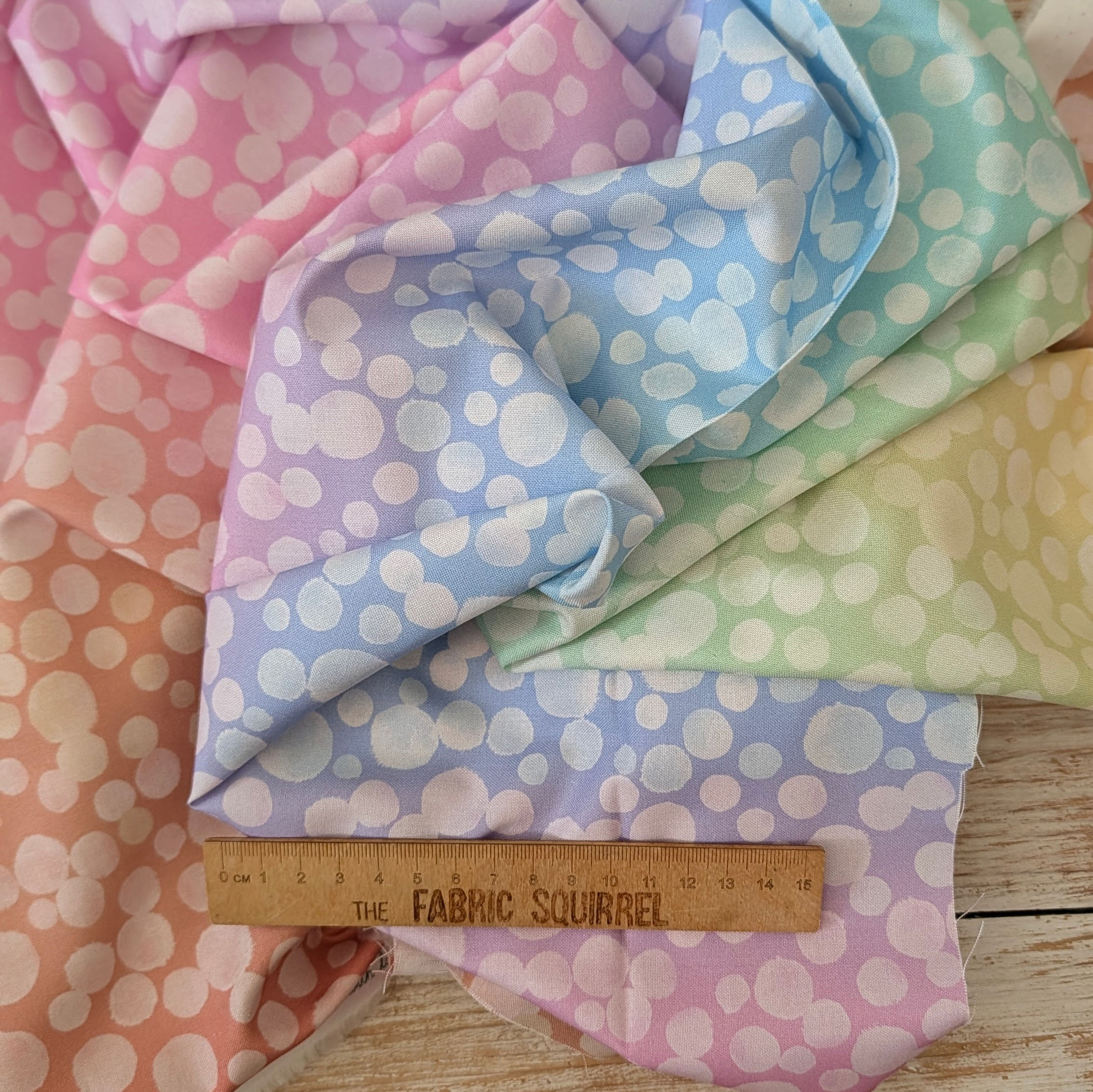 Pastel Rainbow Ombre Bumbleberries Fabric | Omnificent Ombres from Lewis & Irene