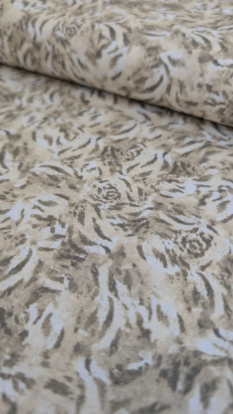 Thumbnail: Fabric with a beige and grey pattern, Floral Impressions Fabric Fat Quarters x5 - Craft Cotton Company