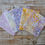 Thumbnail: Floral fabric squares in various colors, arranged on a wooden background