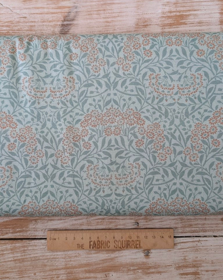 Thumbnail: Floral fabric with botanical pattern, The Fabric Squirrel, leaves and flowers.