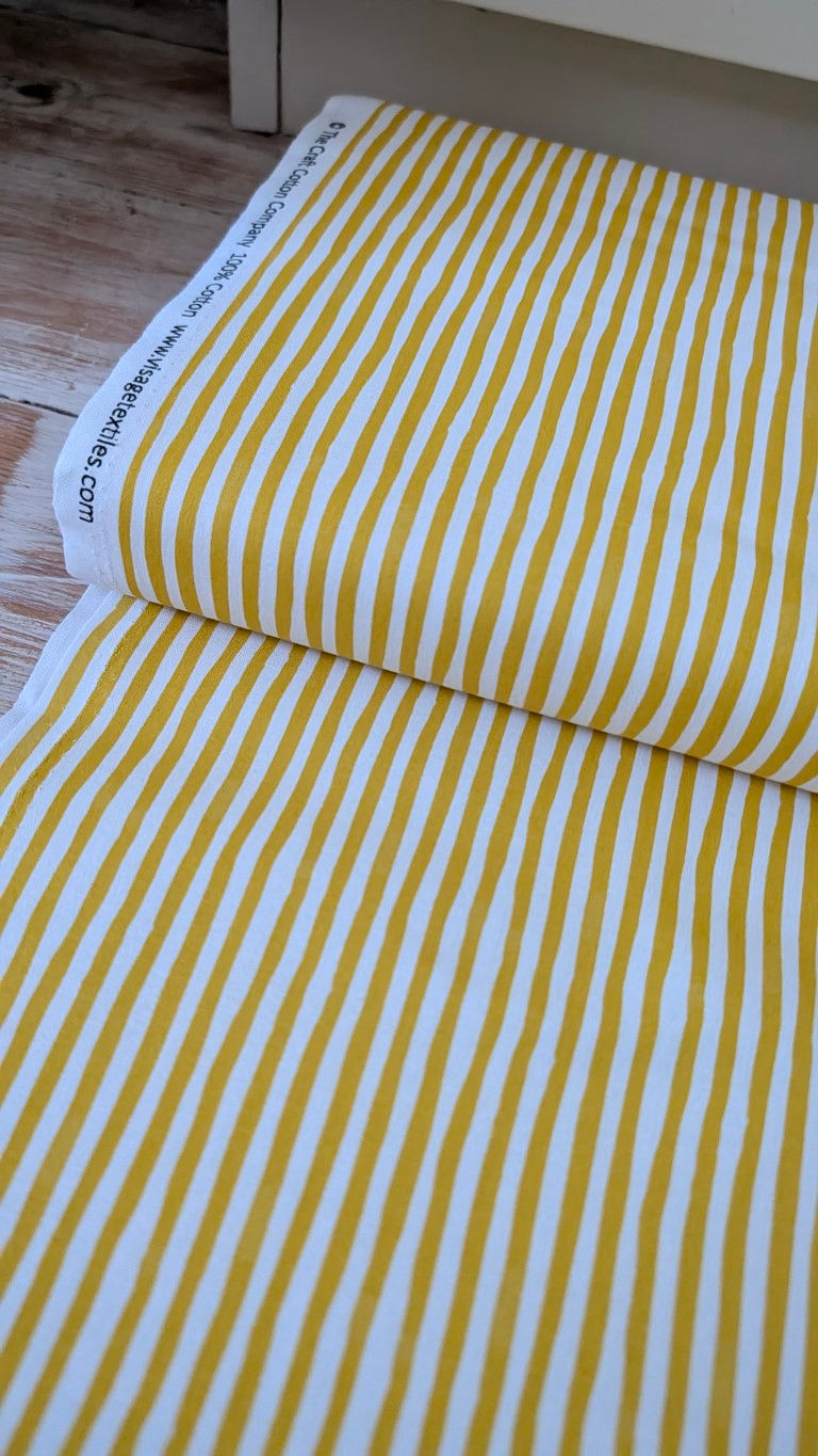 Thumbnail: Yellow Stripe Cotton Fabric | 5mm Stripes | Quilting & Dressmaking C