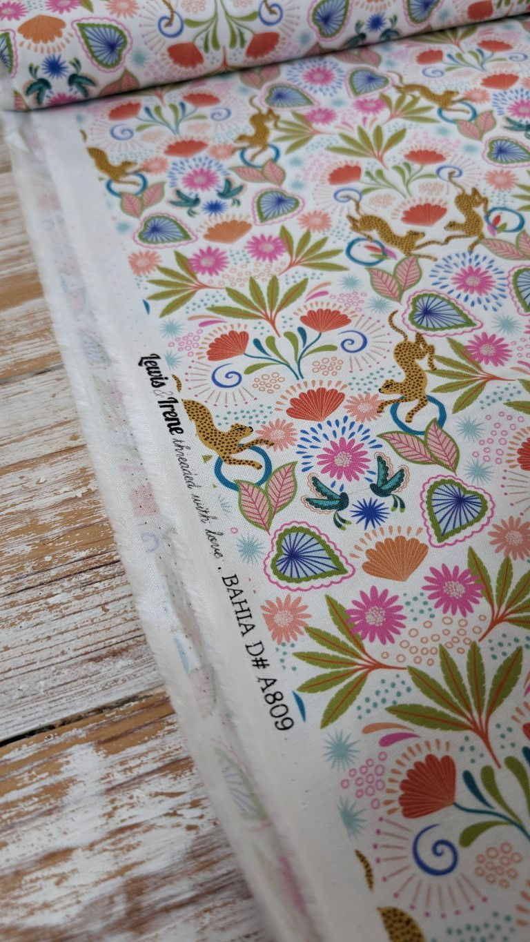 Thumbnail: Fabric floral print with Bahia de A809 The Fabric Squirrel on white background.