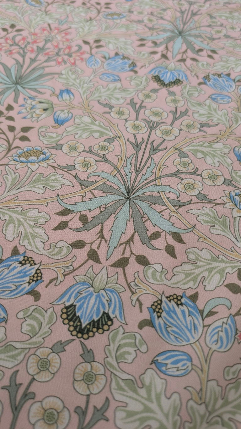 Thumbnail: Floral fabric with pink background and blue flowers Ripe Berries Fabric - Nightfall Forest | Craft Cotton Co