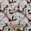 Thumbnail: Abstract fabric pattern with faces, red accents and grey shapes, The Fabric Squirrel.
