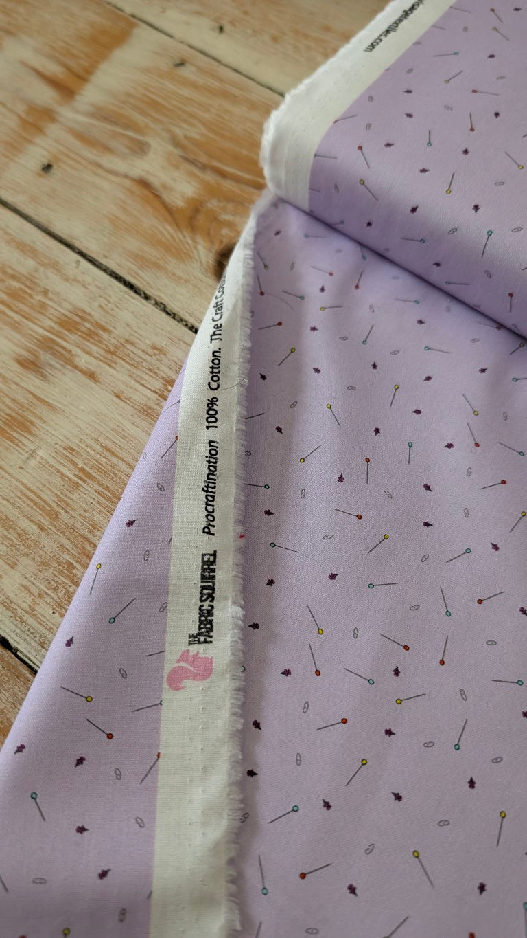 Thumbnail: Pins & Needles Cotton Fabric (Lilac) - Procraftination by The Fabric Squirrel