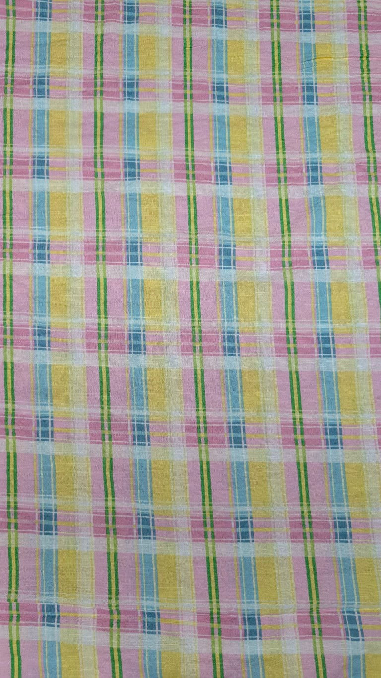 Thumbnail: Pink, yellow, blue, and green plaid fabric. The Fabric Squirrel
