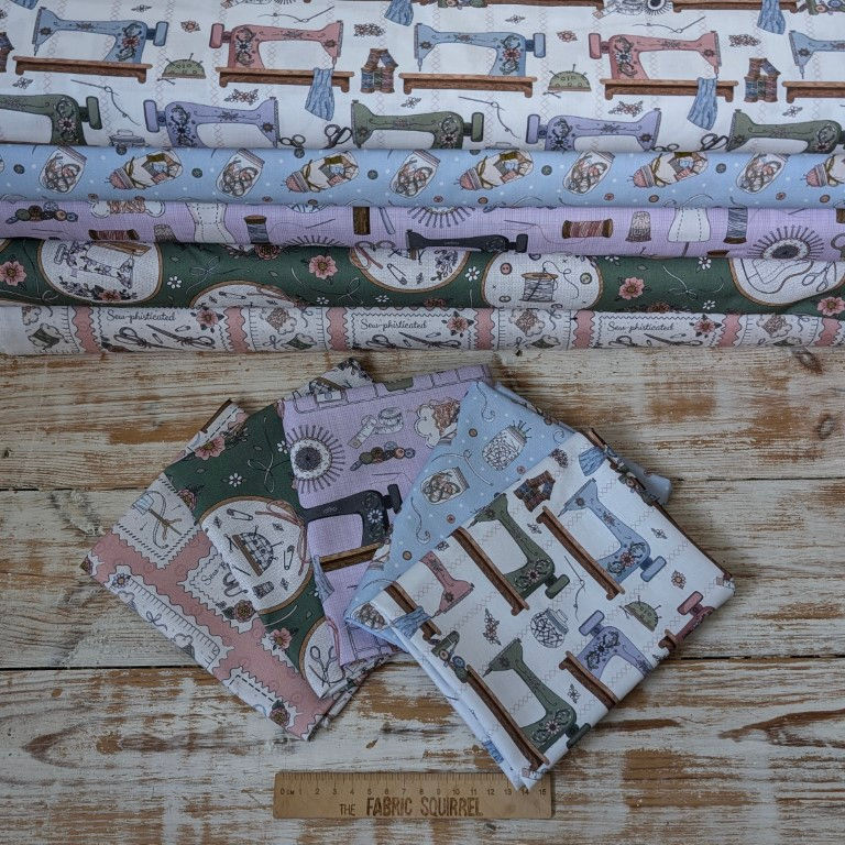 Thumbnail: Various fabric with sewing machines on wooden surface close up The Fabric Squirrel