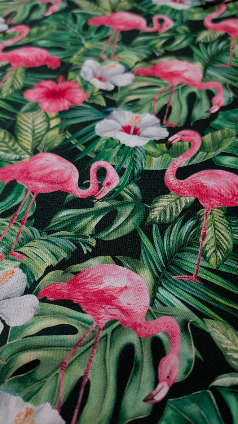 Thumbnail: Flamingo Flowers Cotton Fabric – Northcott Coastal Breeze