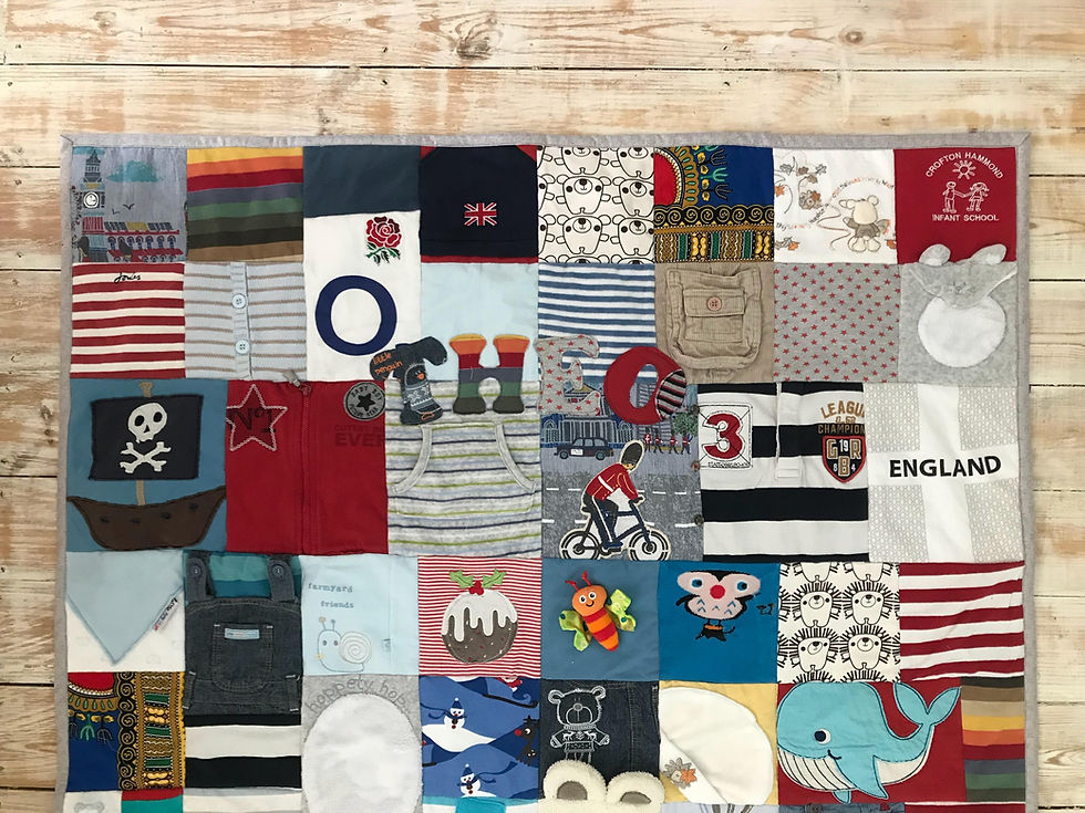 Thumbnail: Theo's baby clothes quilt
