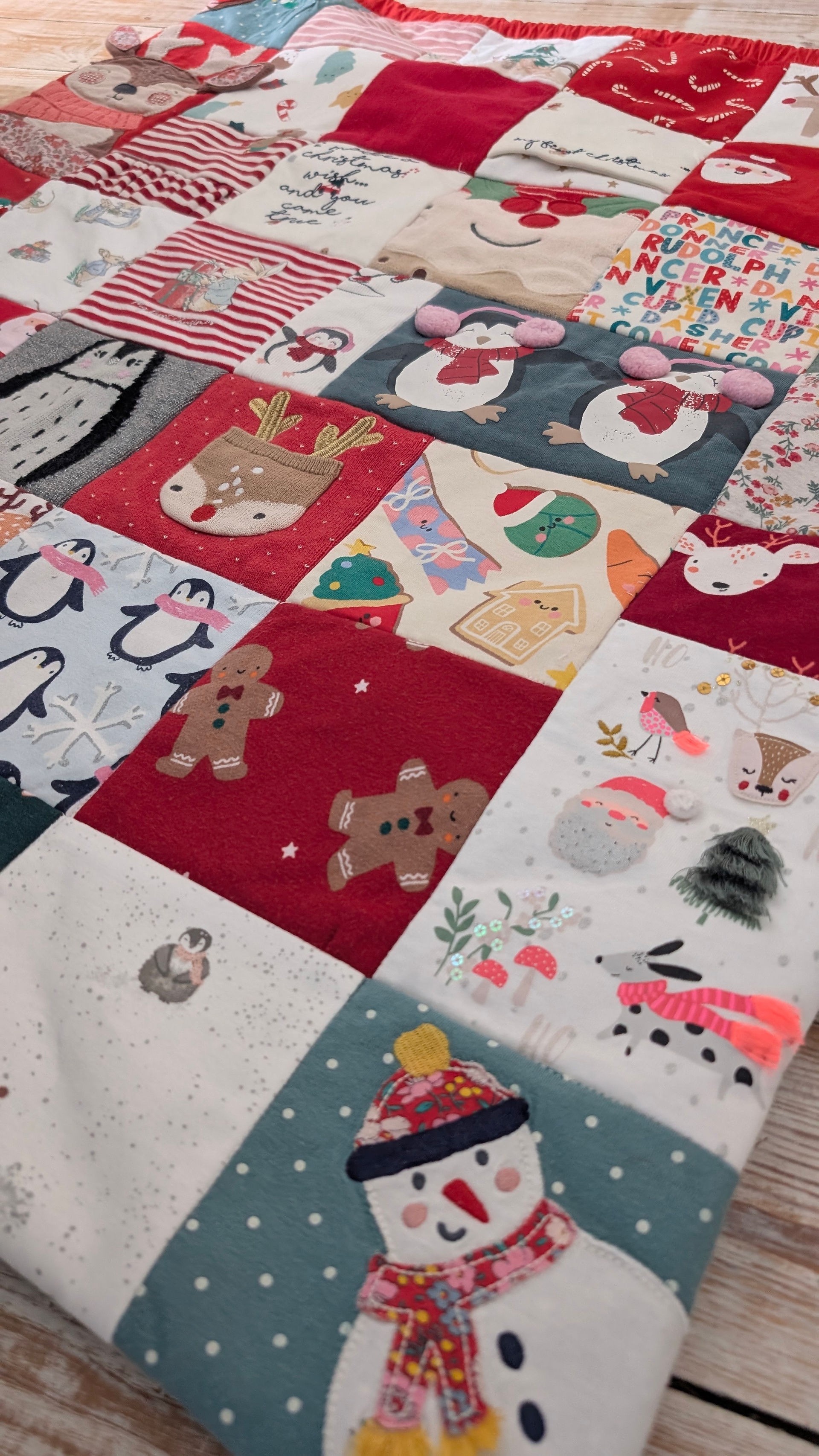 Christmas gift sack made from baby clothes