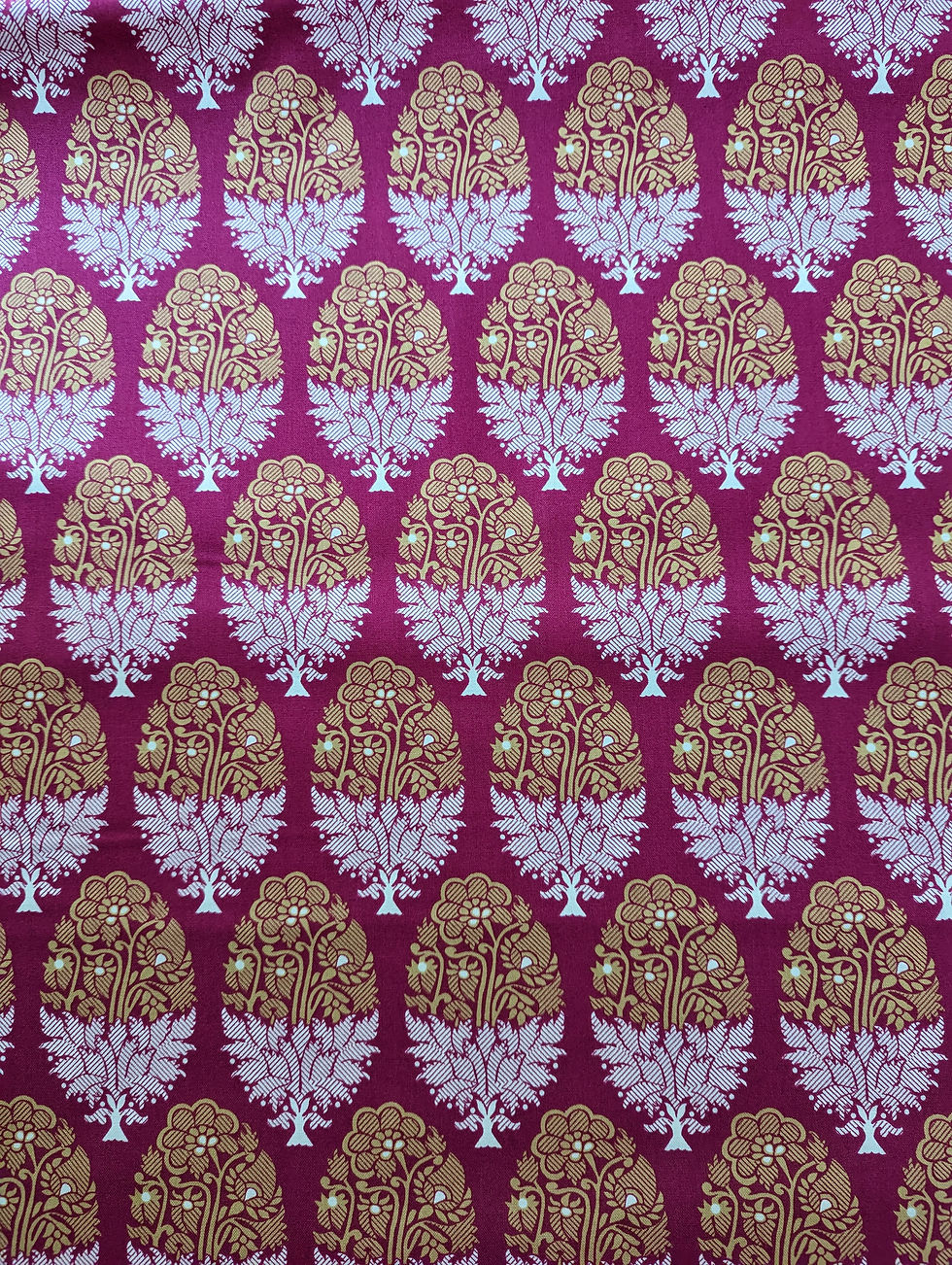 Thumbnail: Floral fabric with gold and white pattern. Varanasi - Indian Summer Make and Believe.