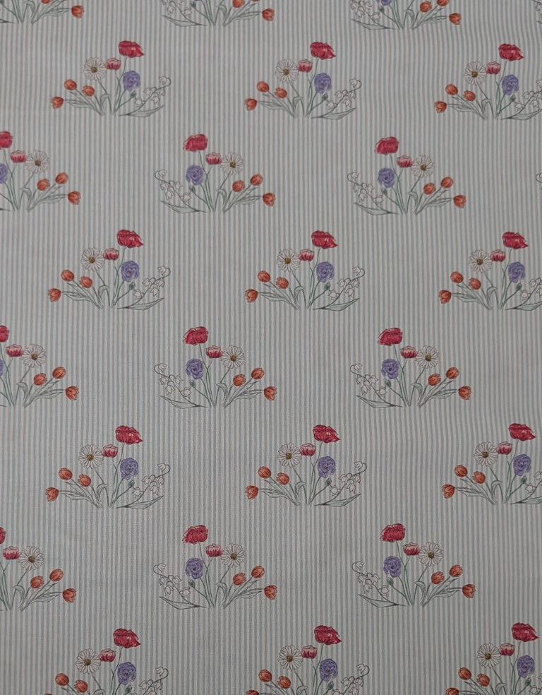 Thumbnail: Striped Bouquet Quilting Cotton – Wild Flowers by Holly Dennett