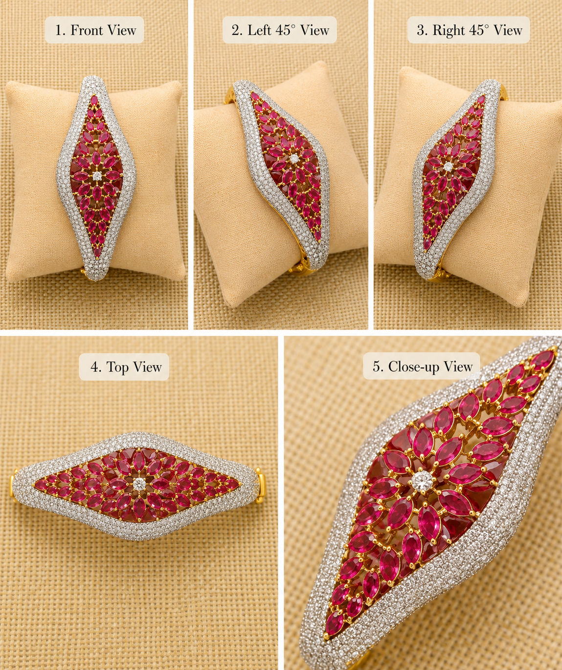 Victorian Ruby Bloom Statement Bracelet