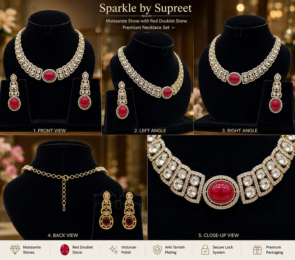 Thumbnail: Ruby Royale Moissanite Necklace Set