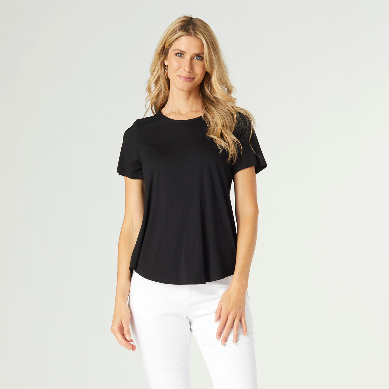 Erin Pleat Black Tee  $30
