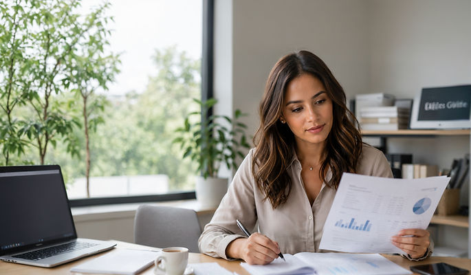 Career consultant carefully reviewing client information to identify suitable employment opportunities.