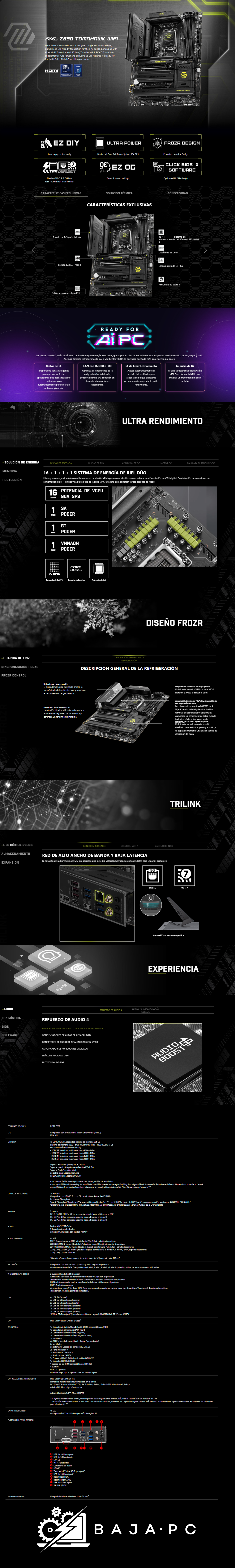 Tarjeta Madre MAG Z890 TOMAHAWK WIFI / ATX / LGA 1851 / DDR5 / 9200+MT/s OC / 1xPCIe 5.0 x16 / Intel® Core™ Ultra Series Ready / M.2 Gen5 / 5G LAN / Wi-Fi 7 / MAG Z890 TOMAHAWK WIFI