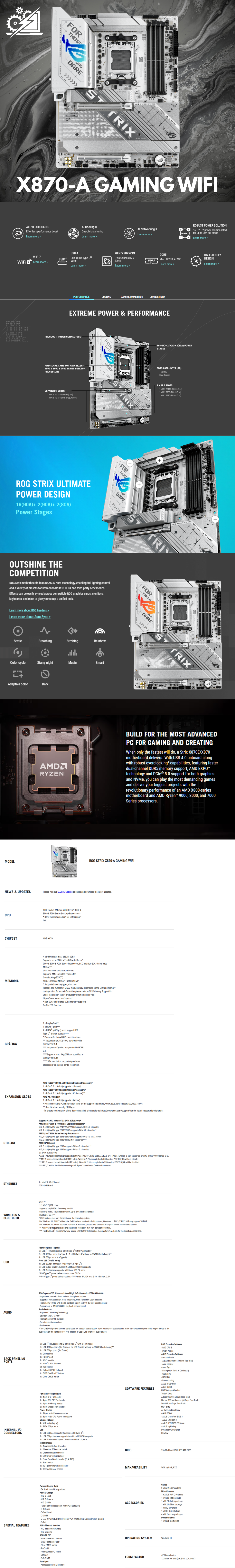 Tarjeta Madre Asus ROG STRIX X870-A GAMING WIFI / ATX / AM5 / X870 / DDR5 AEMP / WiFi 7 / PCIe® 5.0 / Q-Release Slim / Up To 256GB DDR5 / ROG STRIX X870-A GAMING WIFI