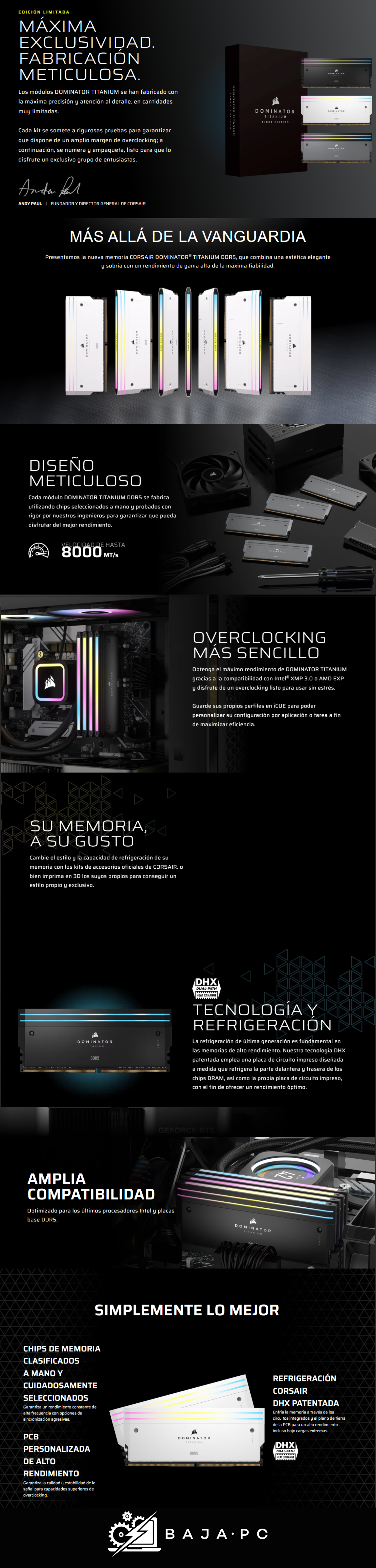 Memoria RAM Corsair Dominator Titanium / DDR5 / 6400MHz / 32GB (2x16GB) / CL32/ BLANCAS/ CMP32GX5M286400C32W