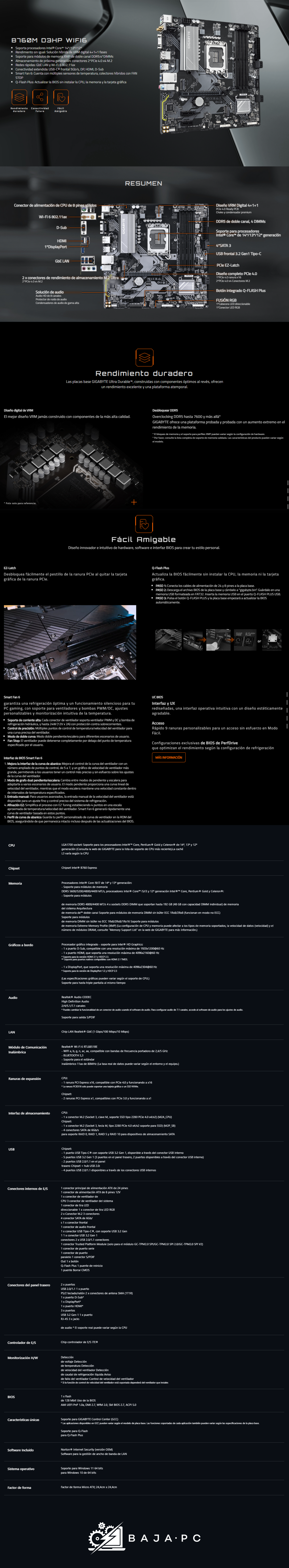 Tarjeta Madre Gigabyte B760M D3HP WIFI6 / DDR5 / 4+1+1 Fases VRM Digital / Wi-Fi 6 / GbE LAN / USB 3.2 Gen1 / B760M D3HP WIFI6