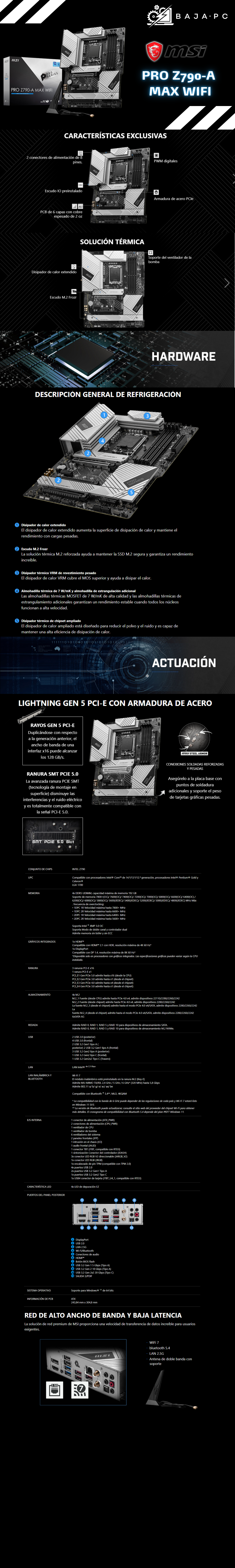 Tarjeta Madre MSI PRO Z790-A MAX WIFI, S-1700, Intel Z790, HDMI, 192GB DDR5 para Intel