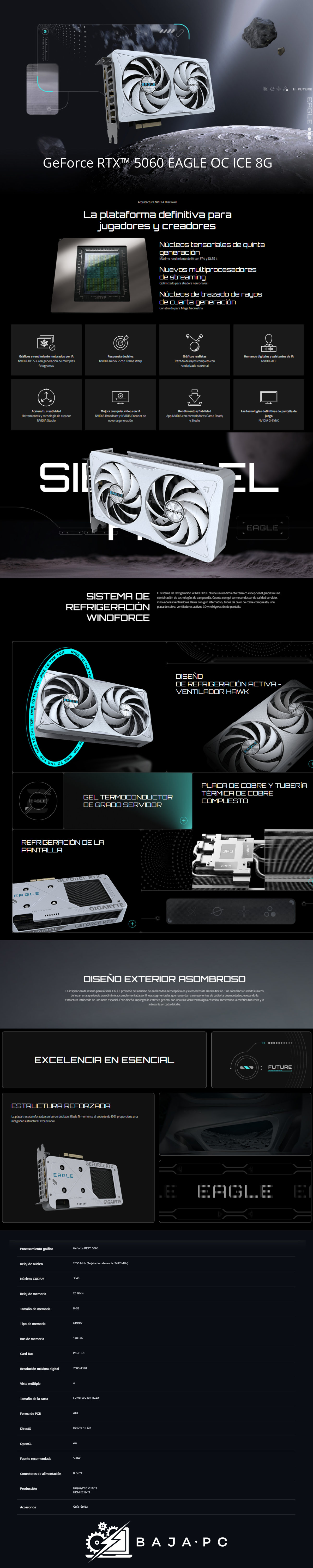 GeForce RTX™ 5060 EAGLE OC ICE/ 8G/ WHITE/ GV-N5060EAGLEOC ICE-8GD