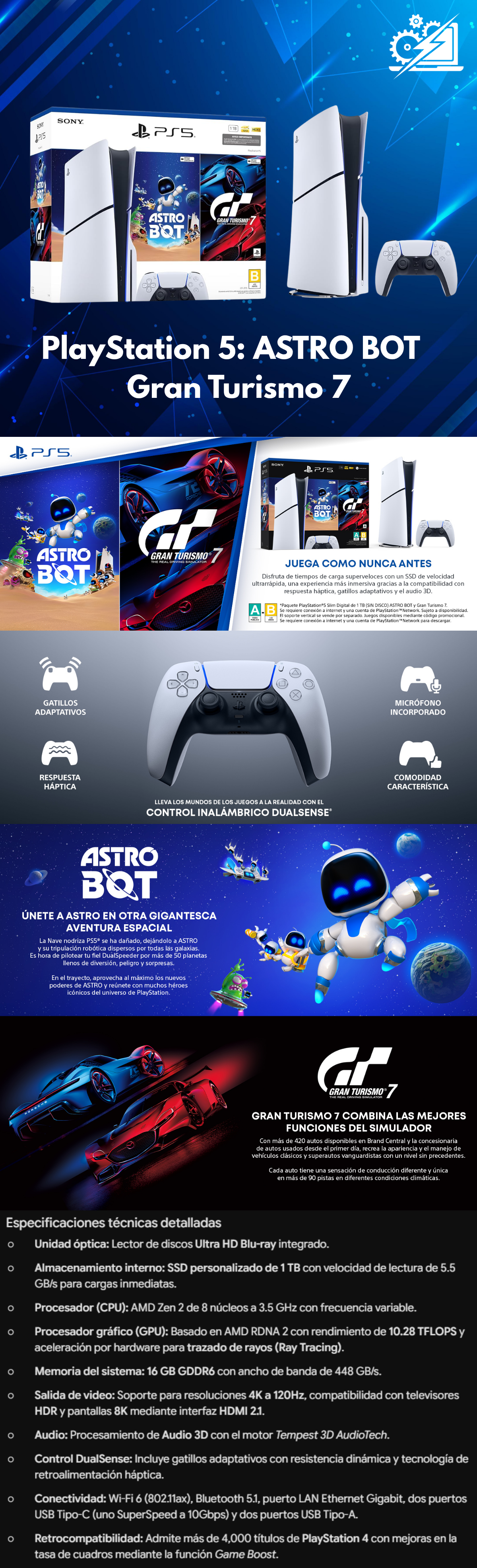 Consola PlayStation 5 de 1 TB: ASTRO BOT y Gran Turismo 7, Modelo PS5STA-ASTRO - Standard Edition *VENTA EXCLUSIVA EN LINEA*