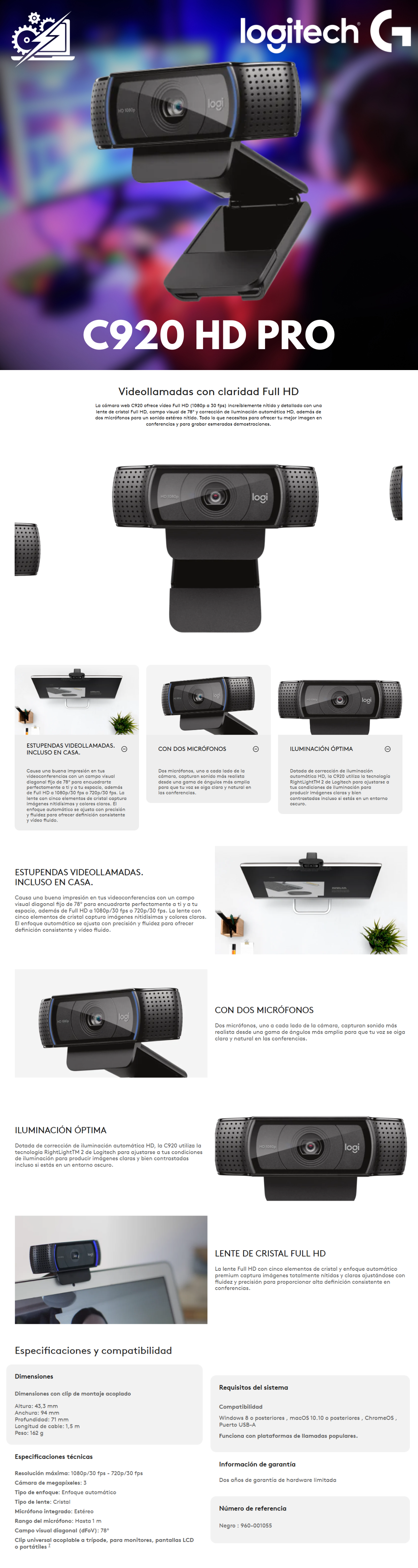 Camara Web HD Logitech C920 / 960-000764