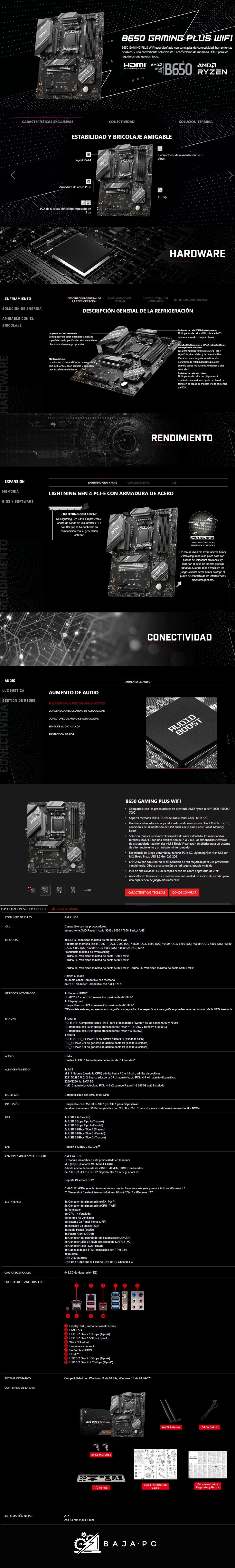 Tarjeta Madre MSI ATX B650 GAMING PLUS WIFI / AM5 / AMD B650 / HDMI / Up To 192GB DDR5 / B650 GAMING PLUS WIFI