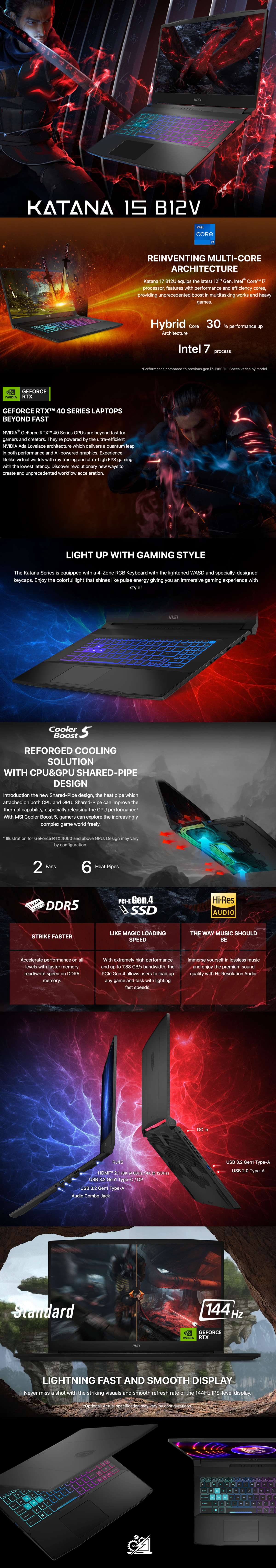 Laptop Gamer MSI Katana 15 B12VGK-813US 15.6" Full HD, Intel Core i7-12650H 2.30GHz, 32GB, 1TB SSD, NVIDIA GeForce RTX 4070, Windows 11 Home 64-bit, Inglés, Negro