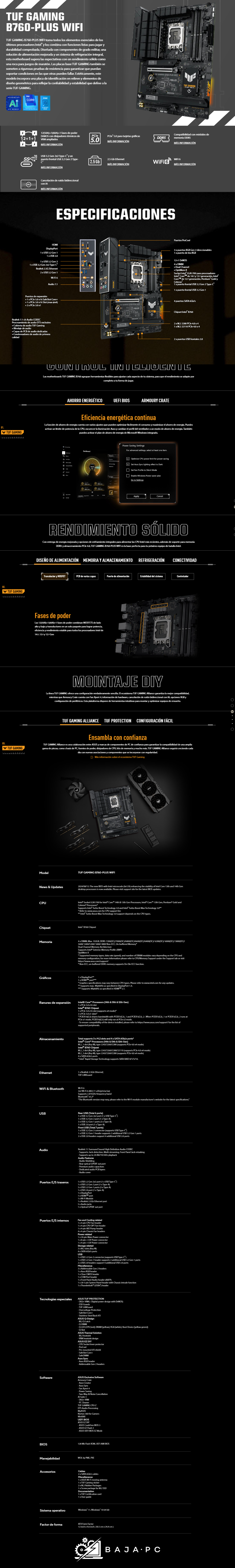Tarjeta Madre ASUS ATX TUF GAMING B760-PLUS WIFI / Socket LGA1700 / Intel B760 / HDMI / Up To 128GB DDR5 / B760-PLUS WIFI