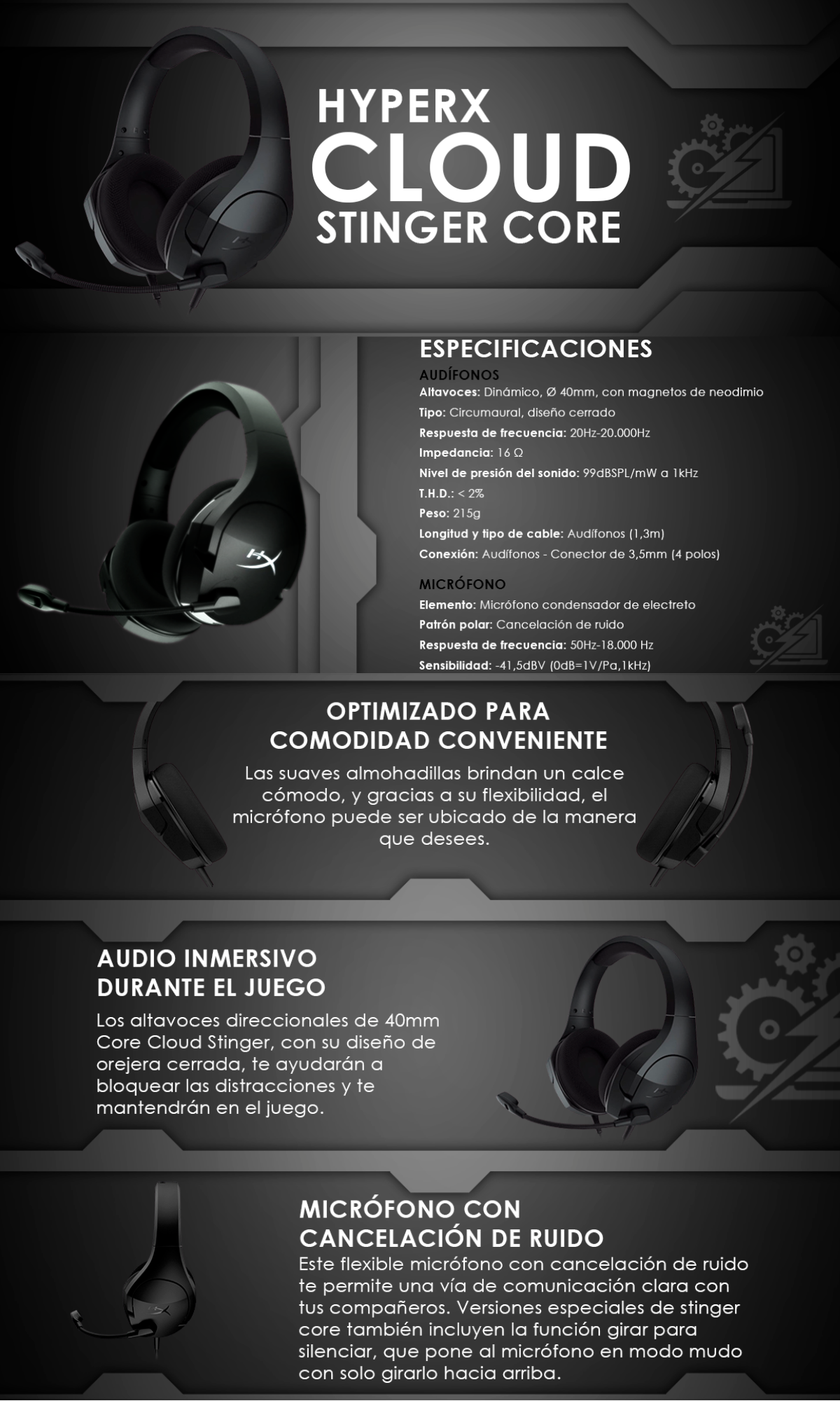 Diadema HyperX Cloud Stinger Core/ BLACK