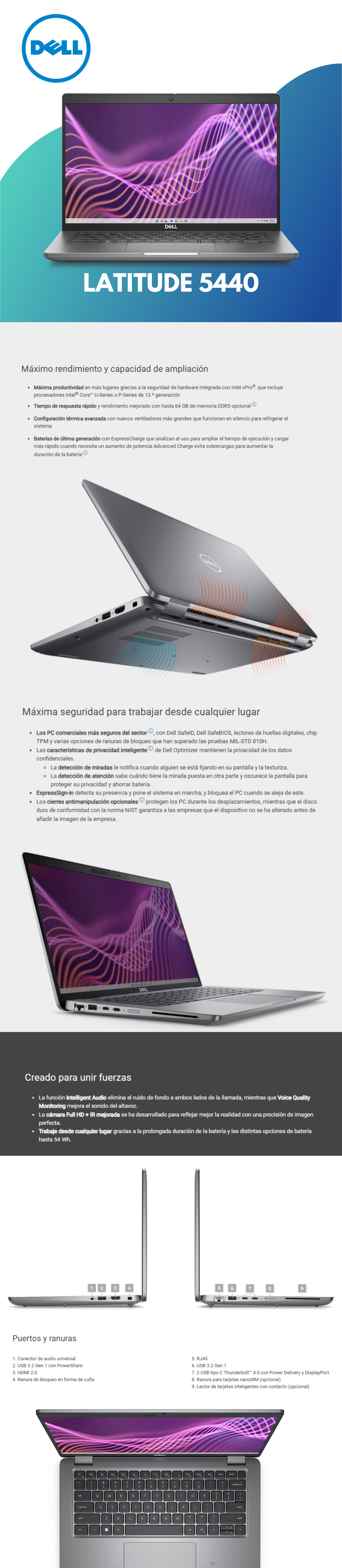 Laptop Dell Latitude 5440 / Intel Core I5-1340P 1.90GHZ / 16GB RAM DDR5 / 512GB NVME / Pantalla 14" FHD IPS / Teclado Retroiluminado / Teclado en ingles / W11 / Equipo outlet seminuevo / promocion 