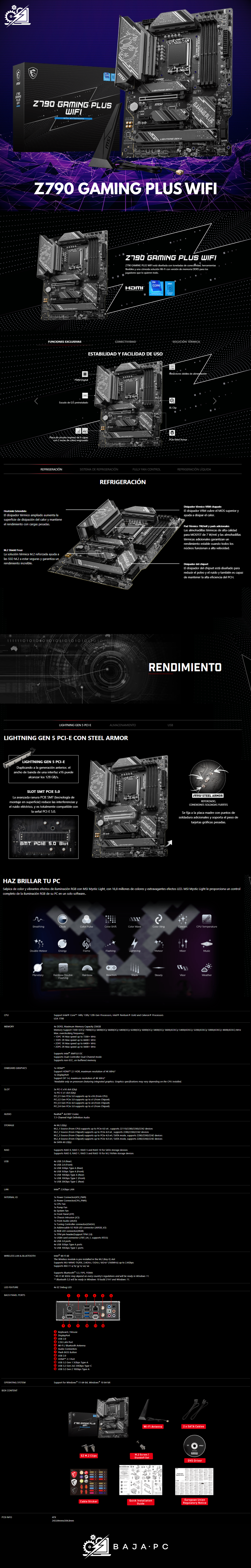 Tarjeta Madre MSI Z790 GAMING PLUS WIFI / LGA1700 / Z790 / DDR5 / 4 DIMM / Z790 GAMING PLUS WIFI