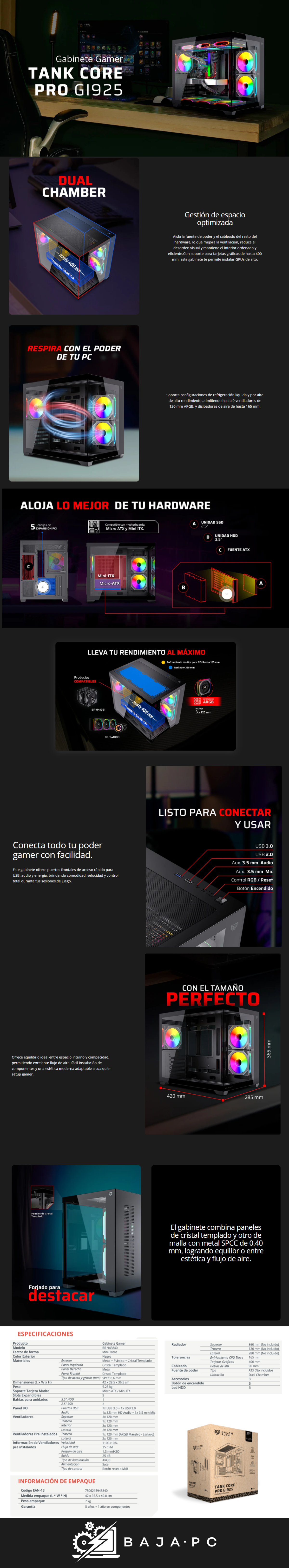 Gabinete Balam Rush TANK CORE PRO GI925/ BLACK/ BR-943840