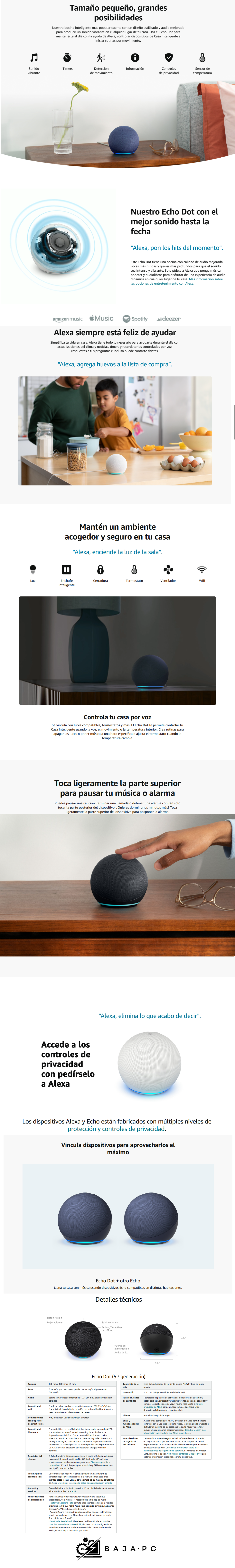 Amazon Echo Dot/ Bocina Inteligente con Alexa/ 5 Gen / Negra / B09B8V1LZ3
