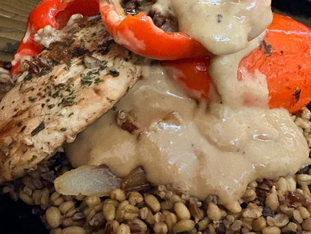 Chicken Stack with creamy ‘Burnt’ Garlic Sauce