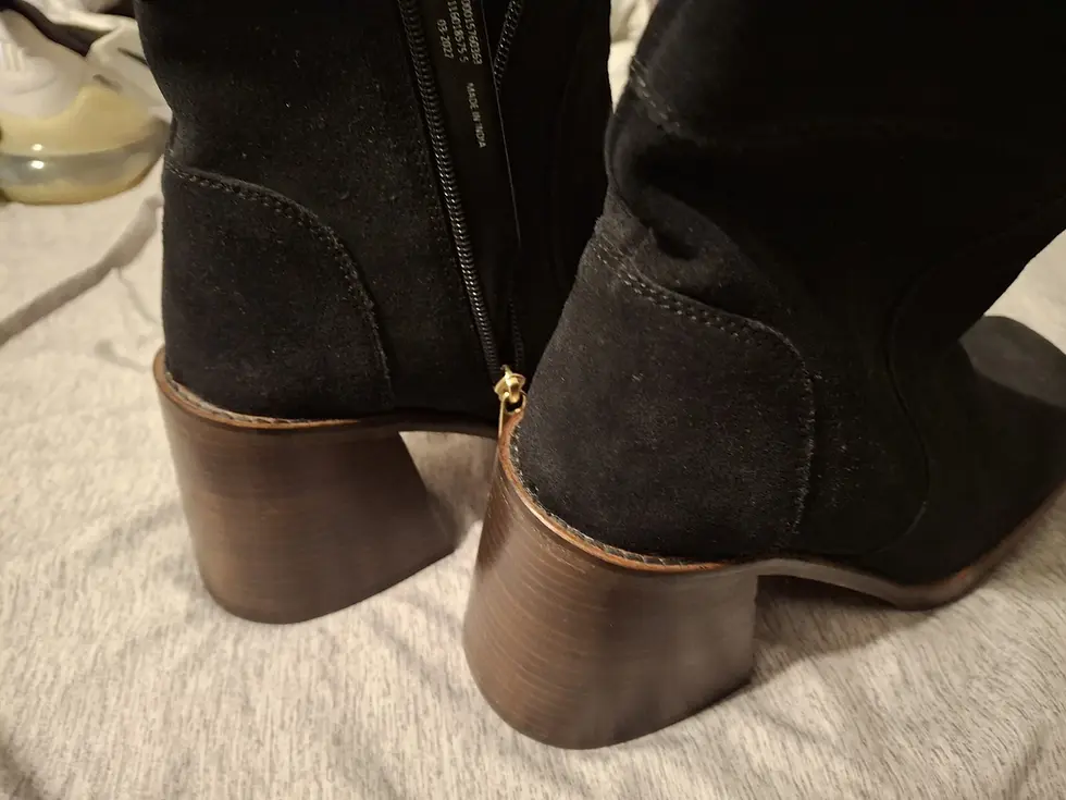 Thumbnail: Women's Girl's Size 6 Black Boots Faux Suede travel work school casual dance fun