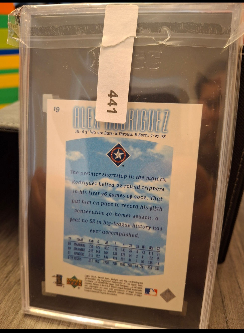 Alex Rodriguez 2002 Upper Deck Sweet Spot SGC 9.5 Mint grade