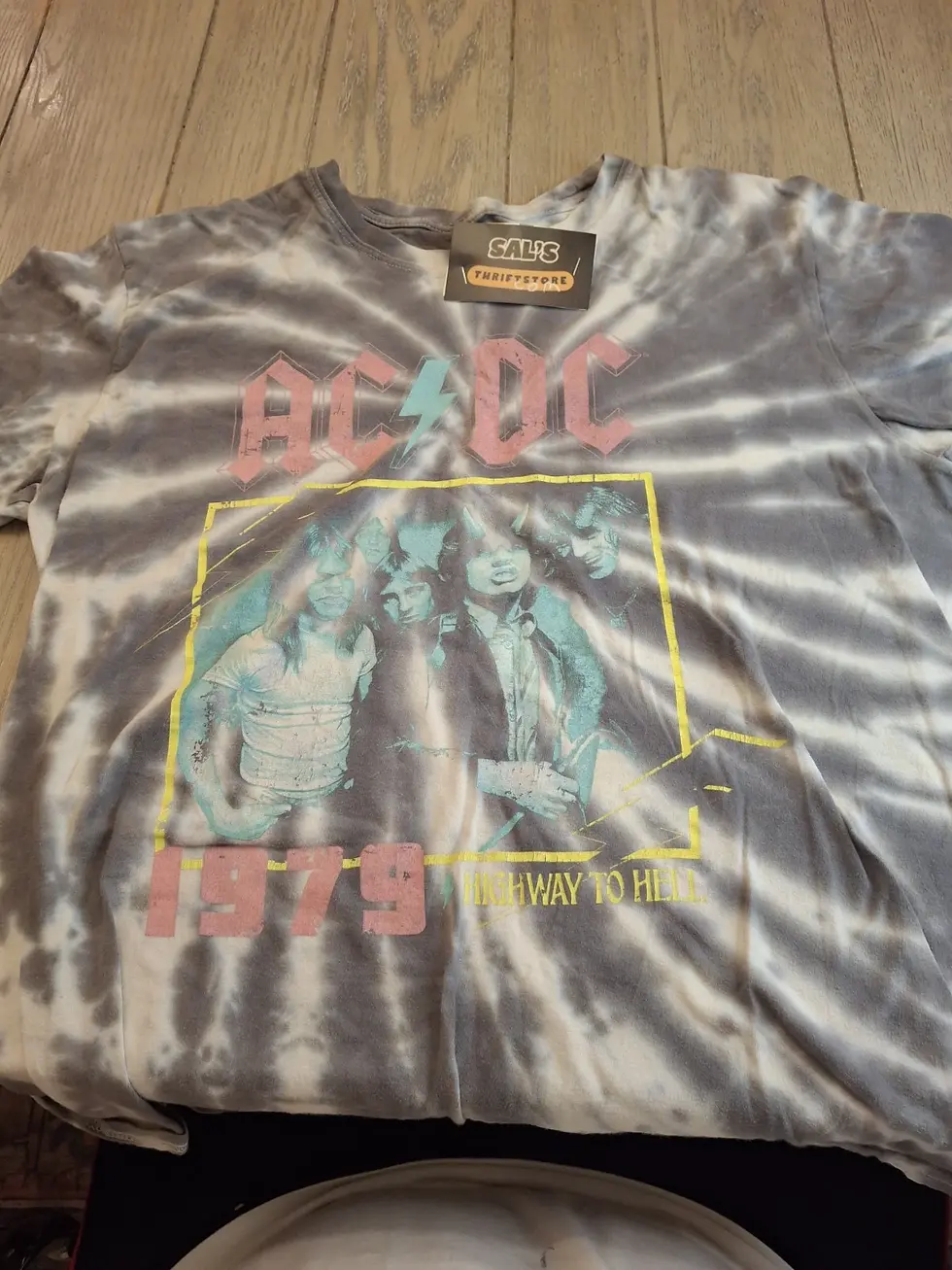 Thumbnail: AC/DC "Highway to Hell" 79 tie-dye graphic T-shirt Gray White Men's Size Medium