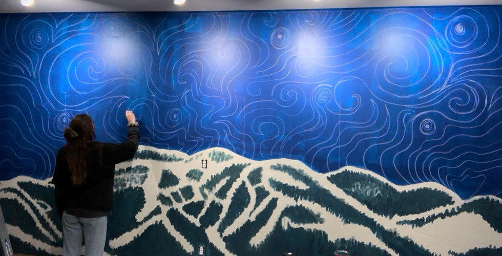Bri Leslie's in-progress mural of Big Mountain