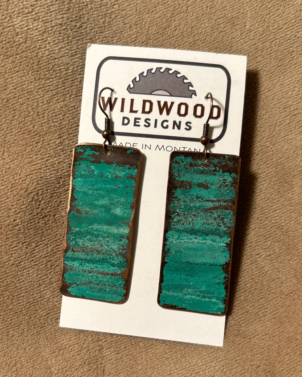 handmade copper earrings from recycled metal by wildwood designs
