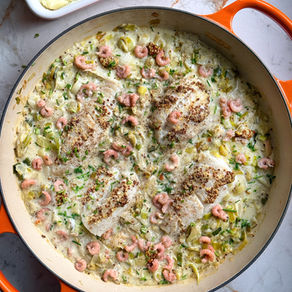 Kabeljauw in een zacht mosterdsausje