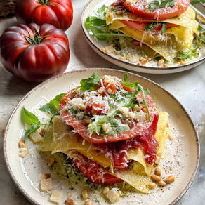 Lasagnetorentje met carpaccio en tomaat