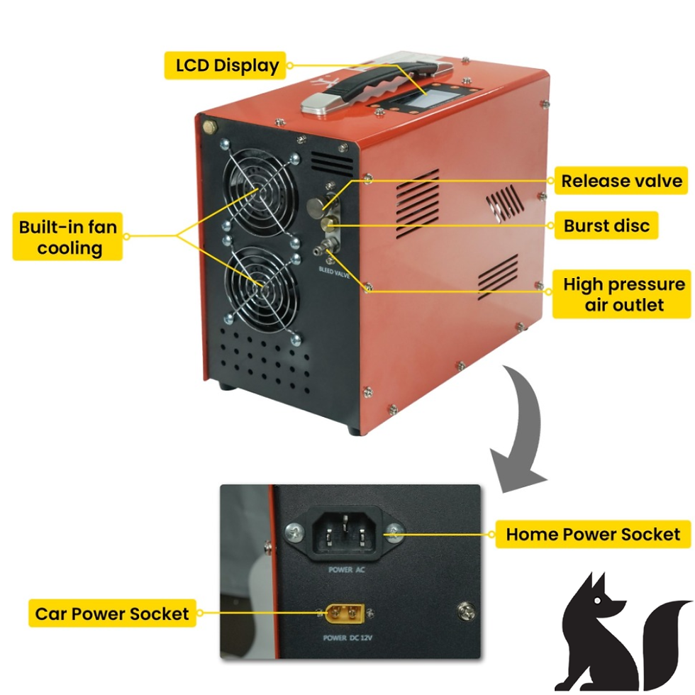 תמונה ממוזערת: TUXING High Quality Auto Stop 4500psi Paintball PCP 12v Air Compressor